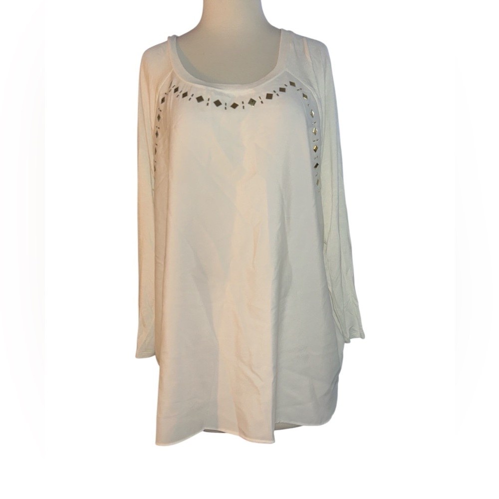 Jaclyn Smith White Long Sleeve Blouse